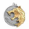 Кулон Геральта медальон 3D Ведьмак (The Witcher Geralt) с нержавеющей стали с рунами (золотой волк)