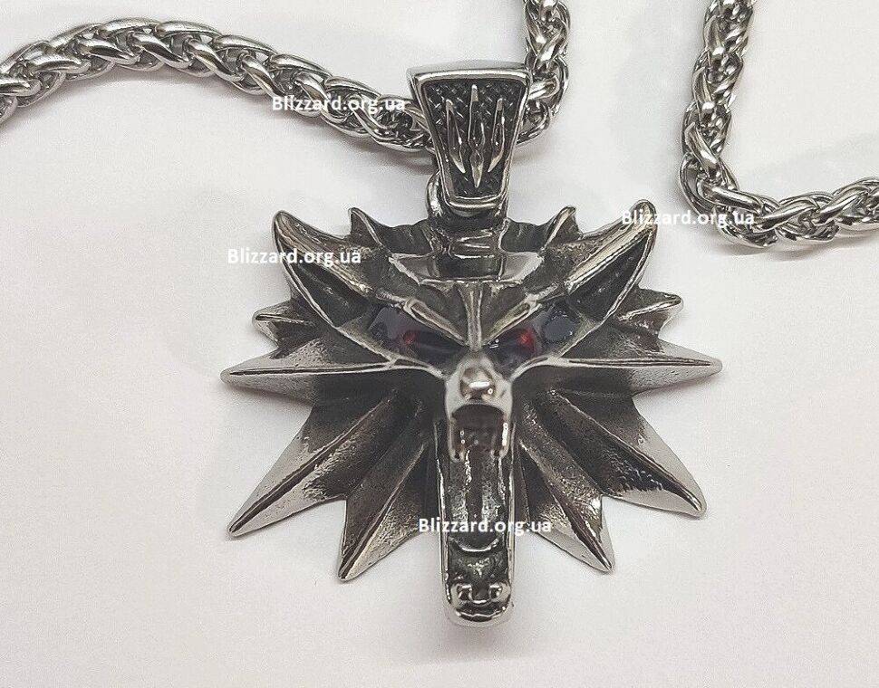 Кулон Геральта медальйон 3D Відьмак (The Witcher) з нержавіючої сталі суцільний + мішочок