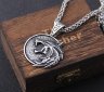 Кулон Геральта медальон 3D Ведьмак (The Witcher) с нержавеющей стали + деревянный бокс №2